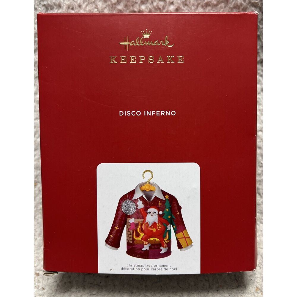 DISCO INFERNO Santa Christmas Sweater Magic Musical Sound 2021 Hallmark Ornament